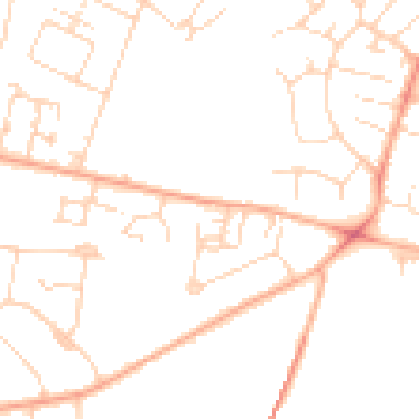 Daytime road noise heatmap for CB1 8DG