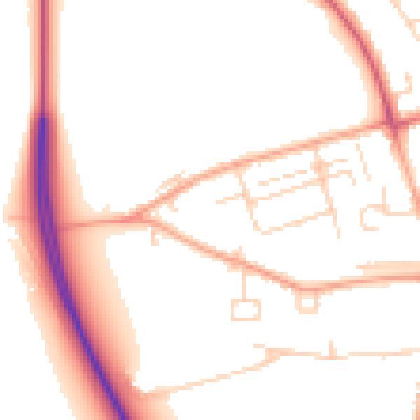 Daytime road noise heatmap for CB22 3BS