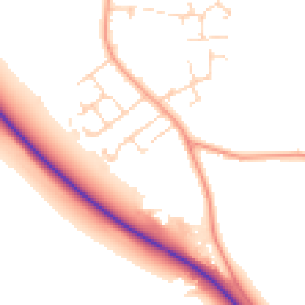 Daytime road noise heatmap for CB22 3ED