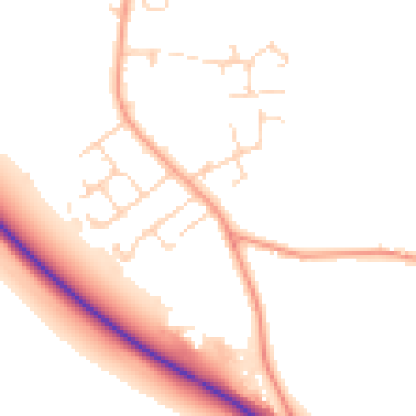 Daytime road noise heatmap for CB22 3XE