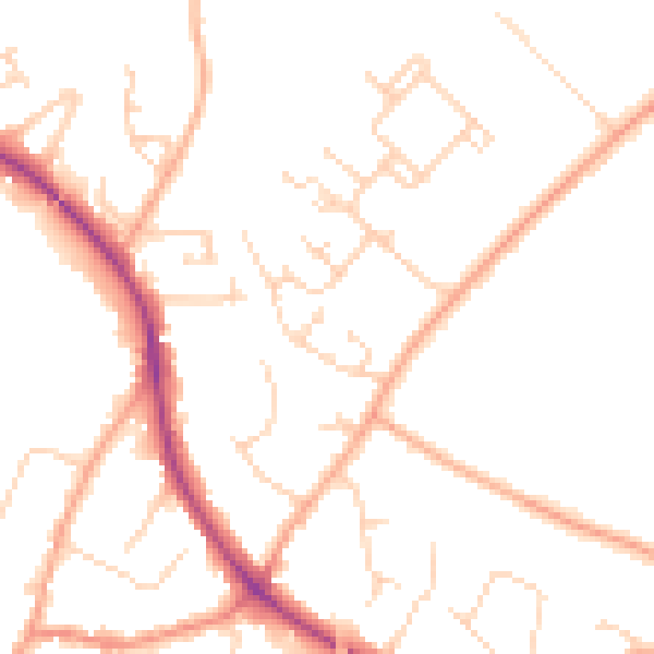 Daytime road noise heatmap for CB22 5AR