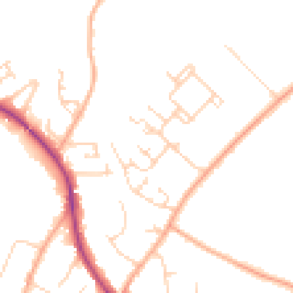 Daytime road noise heatmap for CB22 5AW