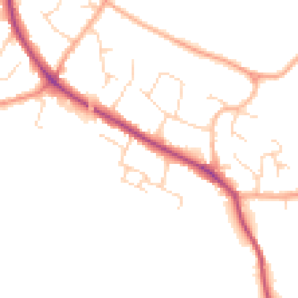 Daytime road noise heatmap for CB22 5DH