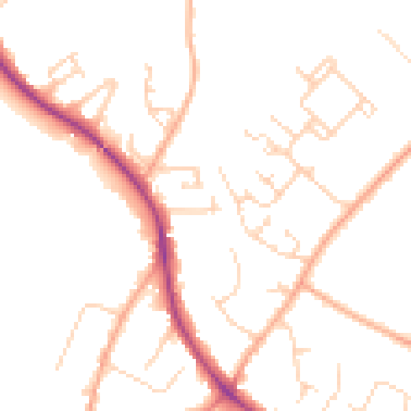 Daytime road noise heatmap for CB22 5EE