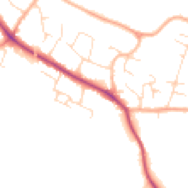Daytime road noise heatmap for CB22 5FD
