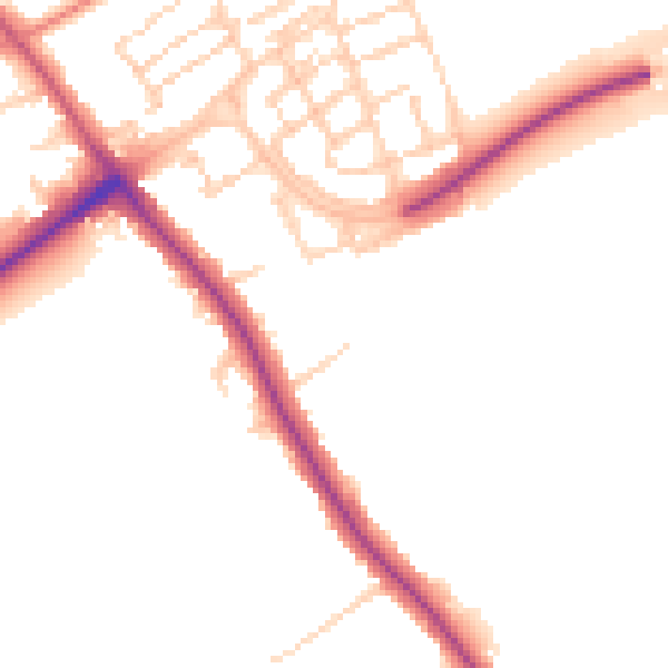 Daytime road noise heatmap for CB22 5NB