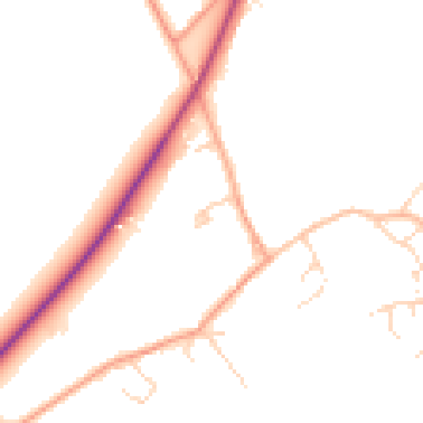 Daytime road noise heatmap for CB22 6AE