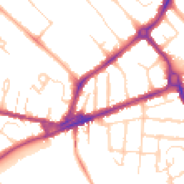 Daytime road noise heatmap for CB4 1AG