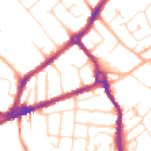 Daytime road noise heatmap for CB4 1AT
