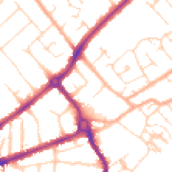Daytime road noise heatmap for CB4 1AZ