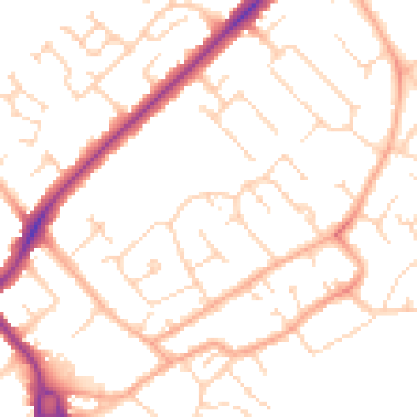 Daytime road noise heatmap for CB4 1BF