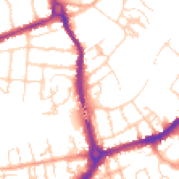 Daytime road noise heatmap for CB4 1BN