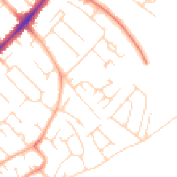 Daytime road noise heatmap for CB4 1FW