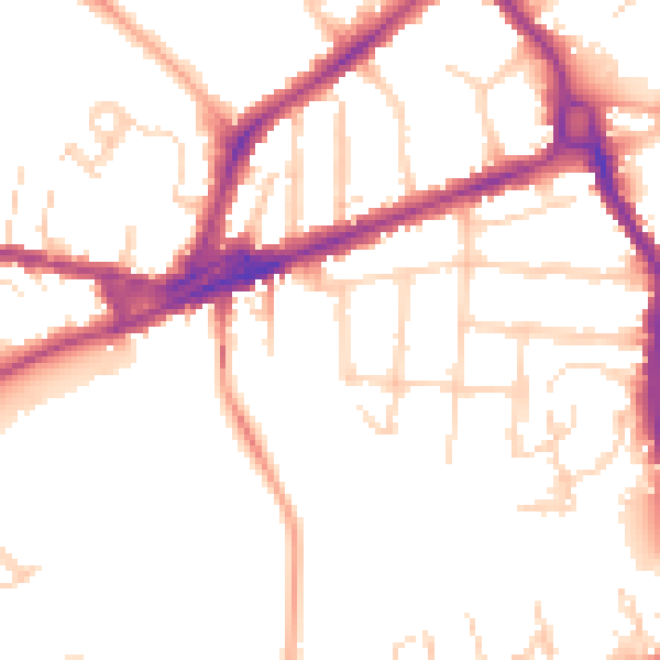 Daytime road noise heatmap for CB4 1HD