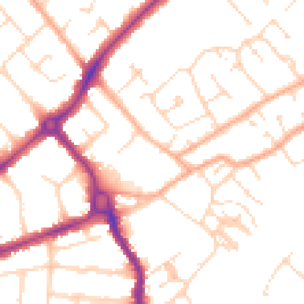 Daytime road noise heatmap for CB4 1PY