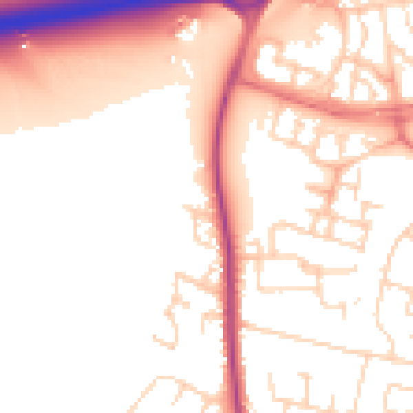 Daytime road noise heatmap for CB4 3NJ