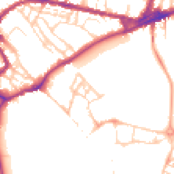 Daytime road noise heatmap for CB5 8AL