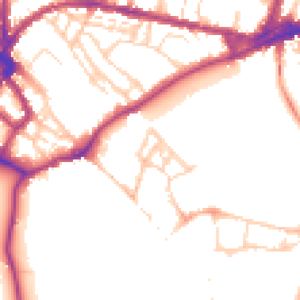 Daytime road noise heatmap for CB5 8AN