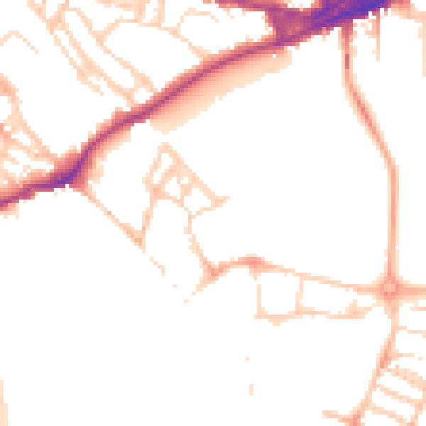 Daytime road noise heatmap for CB5 8AR