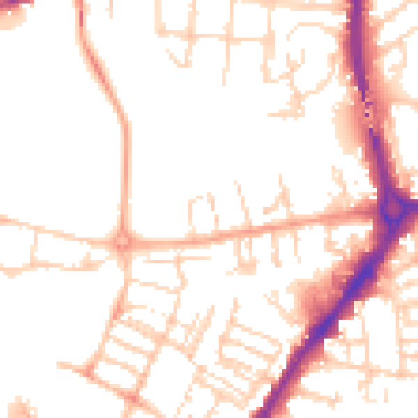 Daytime road noise heatmap for CB5 8DG
