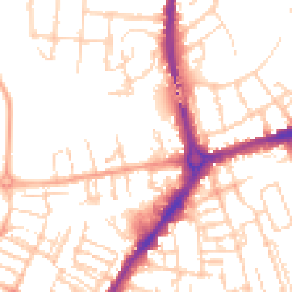 Daytime road noise heatmap for CB5 8EA