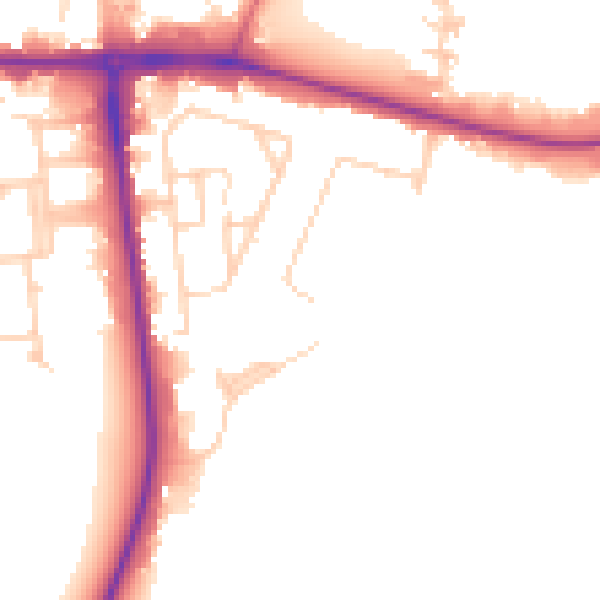 Daytime road noise heatmap for CB5 8SG