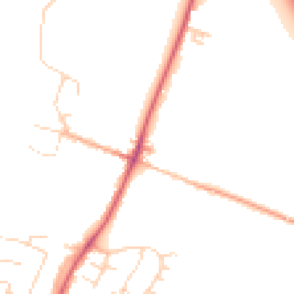 Daytime road noise heatmap for CB5 8ZB