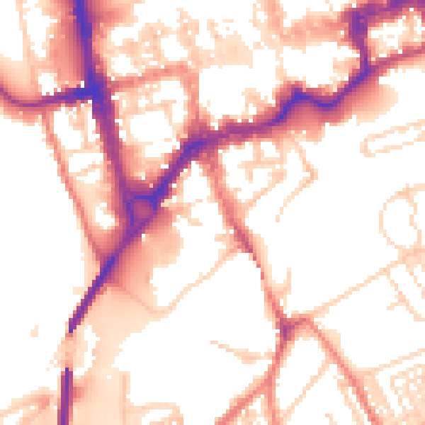 Daytime road noise heatmap for CH1 1RX