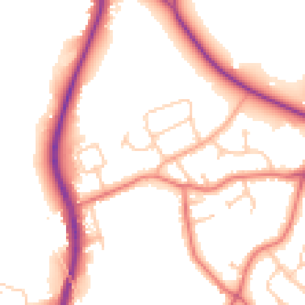 Daytime road noise heatmap for CH2 1EH