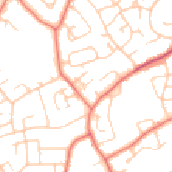 Daytime road noise heatmap for CH2 1HY