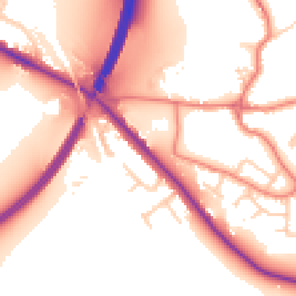 Daytime road noise heatmap for CH3 6AE