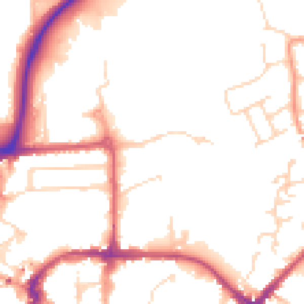 Daytime road noise heatmap for CM1 1AW