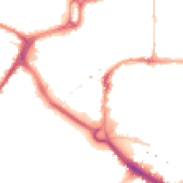 Night-time road noise heatmap for CM1 1DG