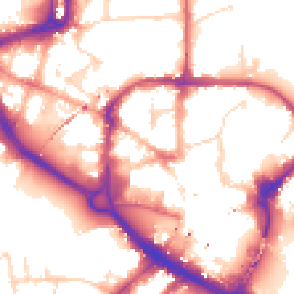 Daytime road noise heatmap for CM1 1DW