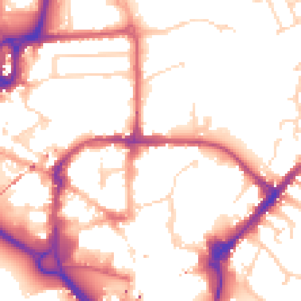 Daytime road noise heatmap for CM1 1EA