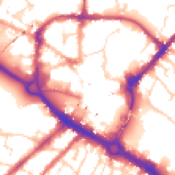 Daytime road noise heatmap for CM1 1EJ