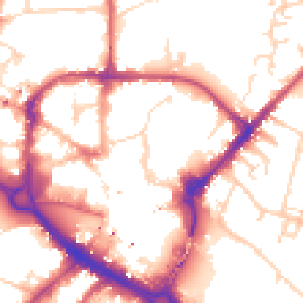 Daytime road noise heatmap for CM1 1GD