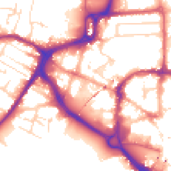 Daytime road noise heatmap for CM1 1GN