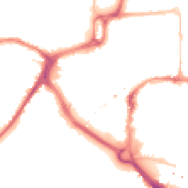 Night-time road noise heatmap for CM1 1GN