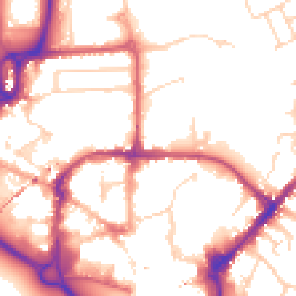 Daytime road noise heatmap for CM1 1GP