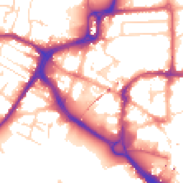 Daytime road noise heatmap for CM1 1GZ