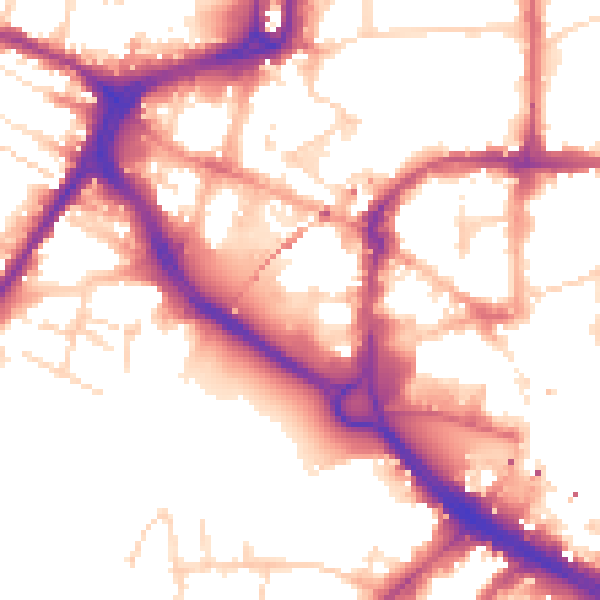 Daytime road noise heatmap for CM1 1JB