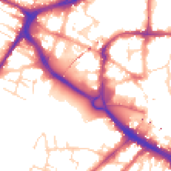 Daytime road noise heatmap for CM1 1JN