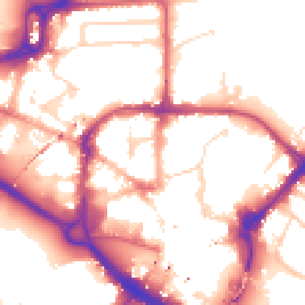 Daytime road noise heatmap for CM1 1NS