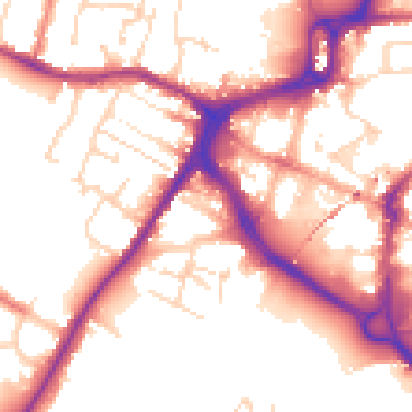 Daytime road noise heatmap for CM1 1TF