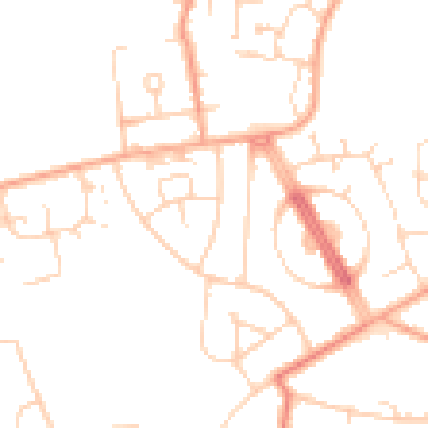 Daytime road noise heatmap for CM1 2BZ