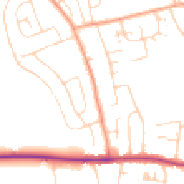 Daytime road noise heatmap for CM1 2JA