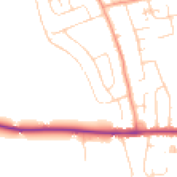 Daytime road noise heatmap for CM1 2JX