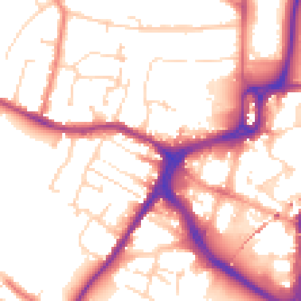 Daytime road noise heatmap for CM1 2QN