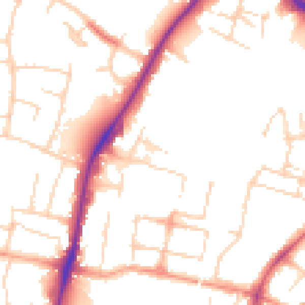 Daytime road noise heatmap for CM1 2QX